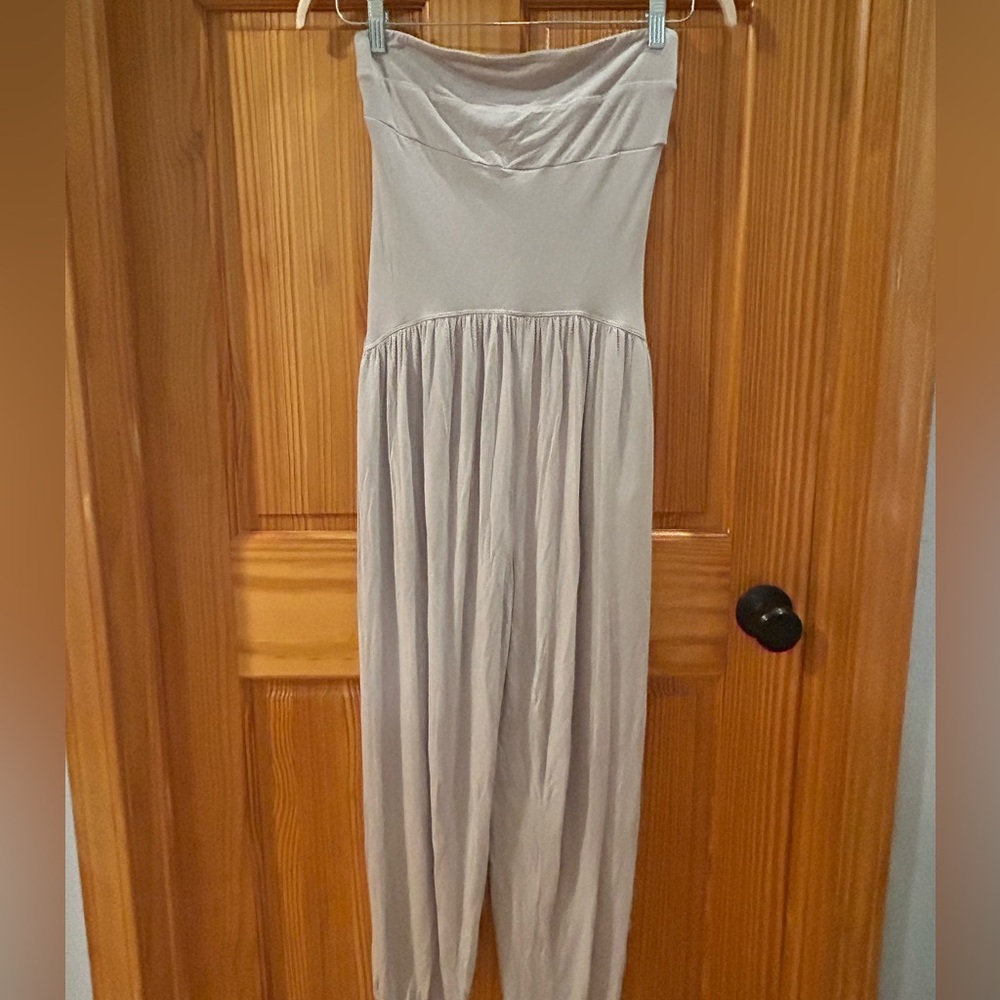 Grey Strapless Jumpsuit